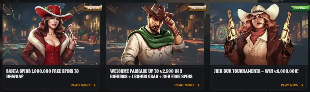 Bonusový balíček Wildsino a propagační nabídky Santa Spins